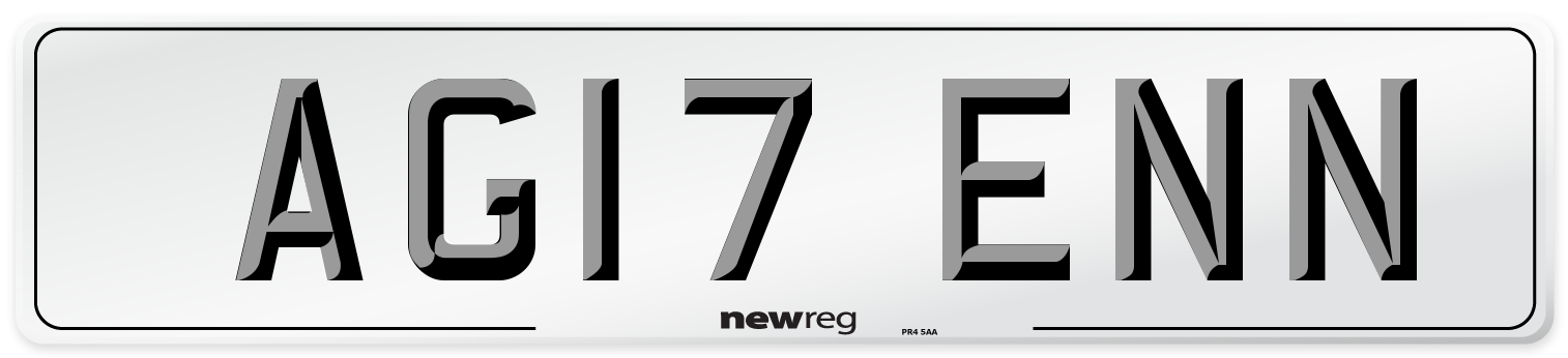 AG17 ENN Number Plate from New Reg
